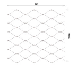 Lanková sieť, 0,8 x 5 m, oko 60 x 104 mm, o 2 mm, AISI 316 Lanková sieť, 0,8 x 5 m, oko 60 x 104 mm, o 2 mm, AISI 316